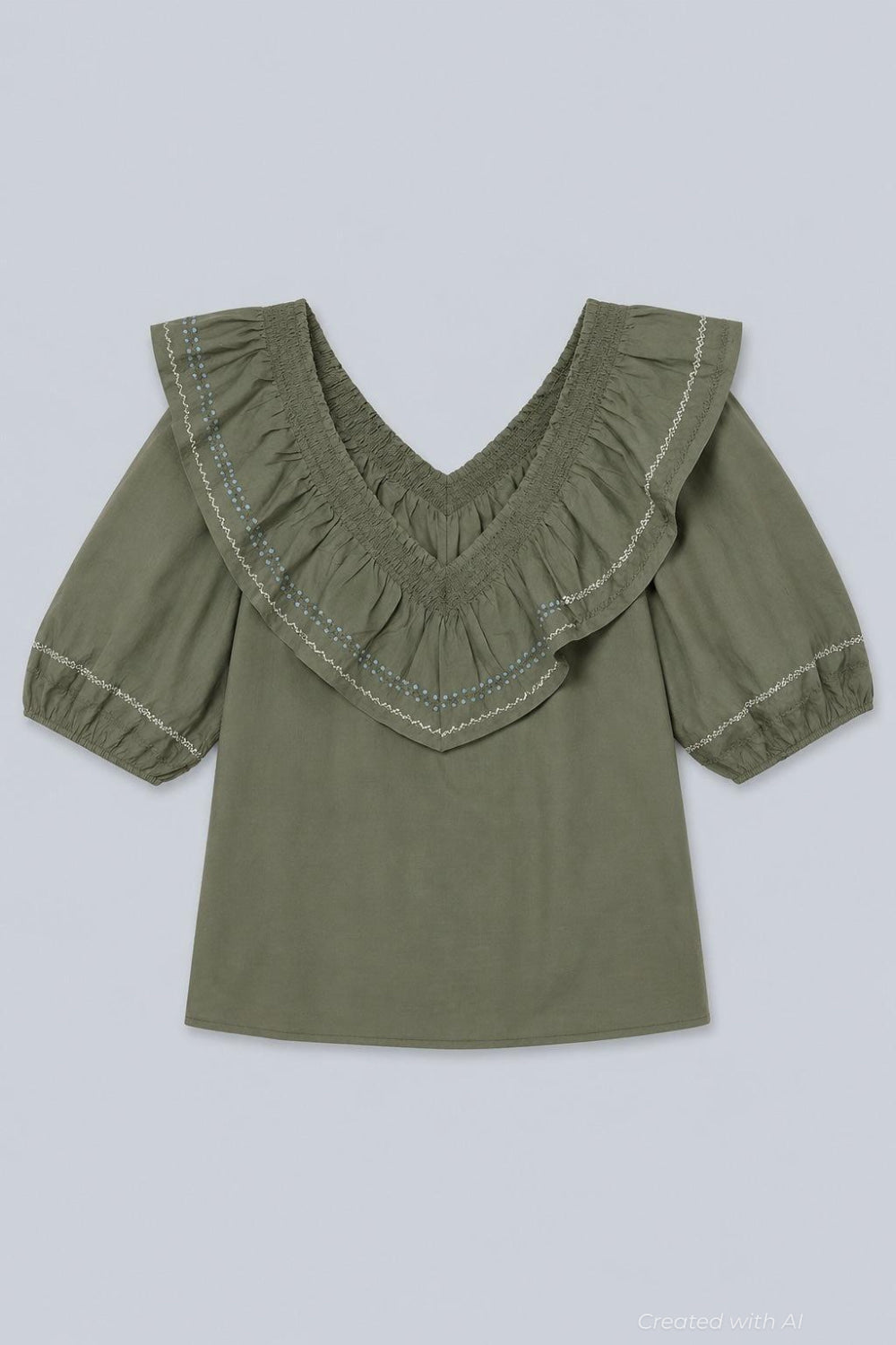 Felix Ruffle Top - Green - Blouse
