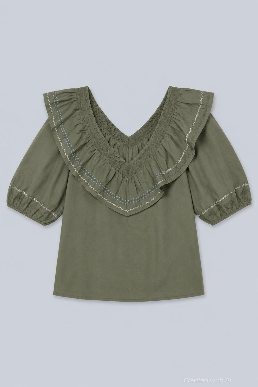 Felix Ruffle Top - Green - Blouse