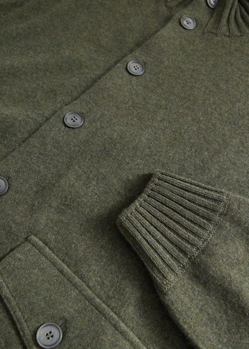 Felted Cashmere Cardigan - Olive - Cardigan