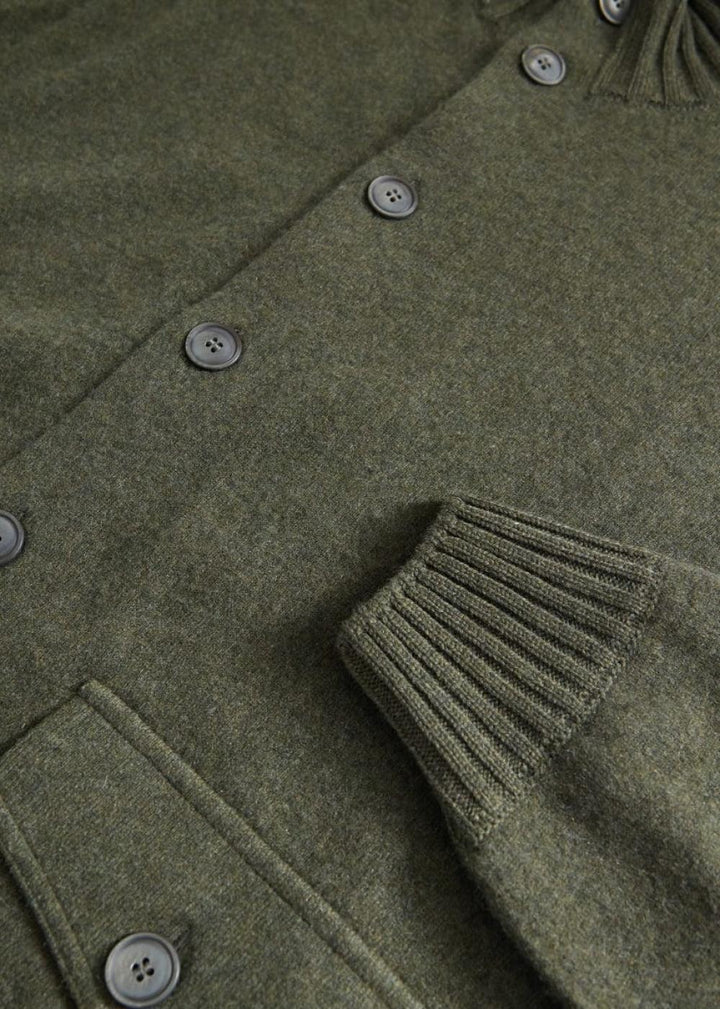 Felted Cashmere Cardigan - Olive - Cardigan