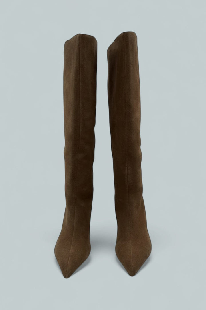 Women's Kiki Kitten Heel Boots - Tan Suede
