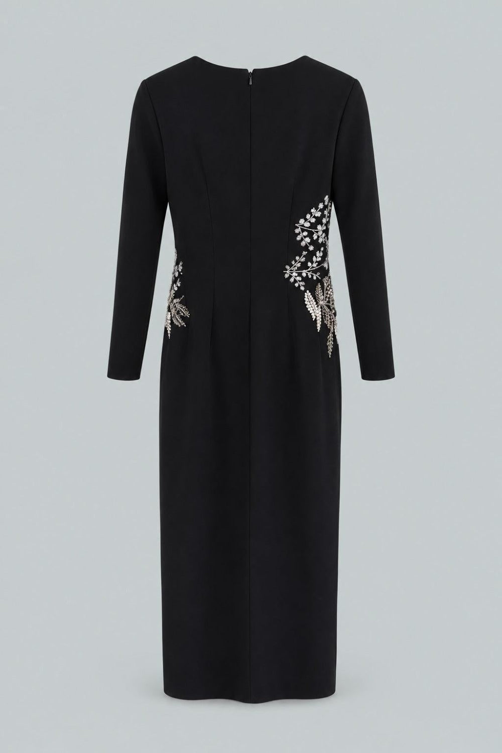 Fern Embroidered Long Sleeve Gown - Black - US 6 / M - Dresses