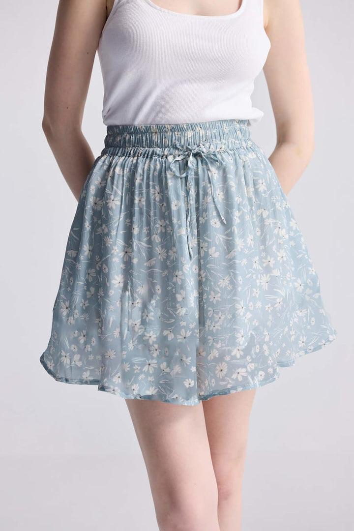 Drawstring Short Skirt - Floral Poetry