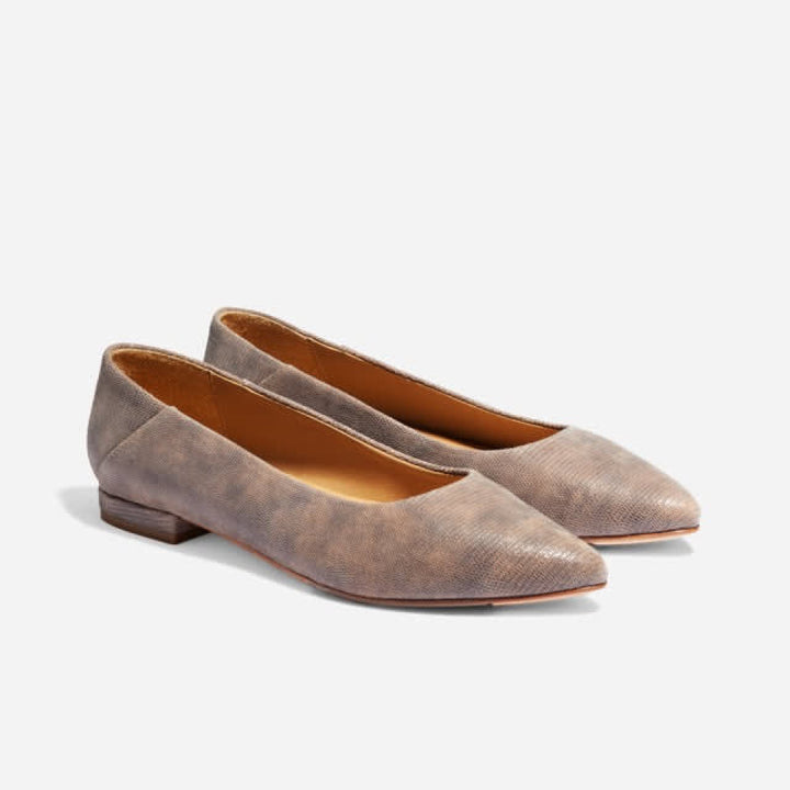 Fina Pointed Toe Flat - Greige Snake - FINAL SALE - 11 - Flats