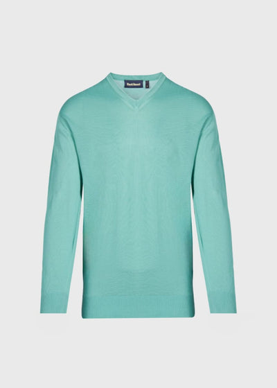 Fine Gauge Cotton V-Neck Sweater - Sage - XXL (46) - Sweater