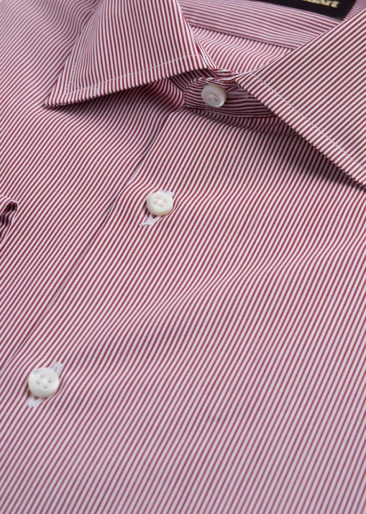 Fine Stripe Slim Fit Dress Shirt - Red - 18 (X Long) - Dress Shirt