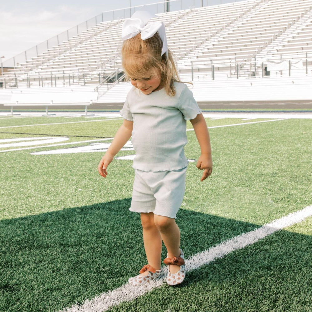 First Down Knotted Bow Baby Shoe - ’Flats - Baby Kids Adult All’