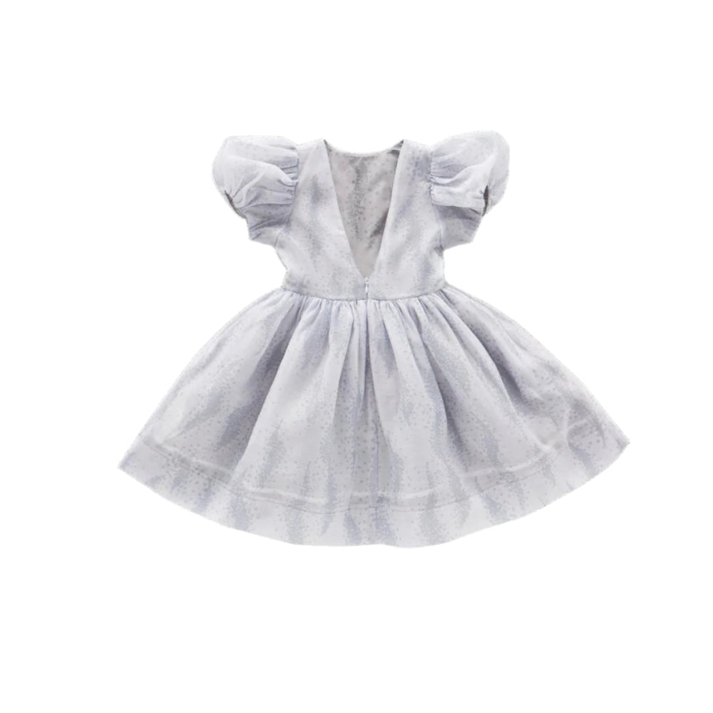 Fit & Flare Dress with Puff Sleeves - Grey - Dresses