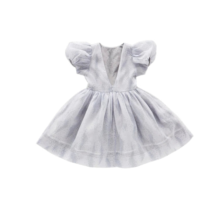 Fit & Flare Dress with Puff Sleeves - Grey - Dresses