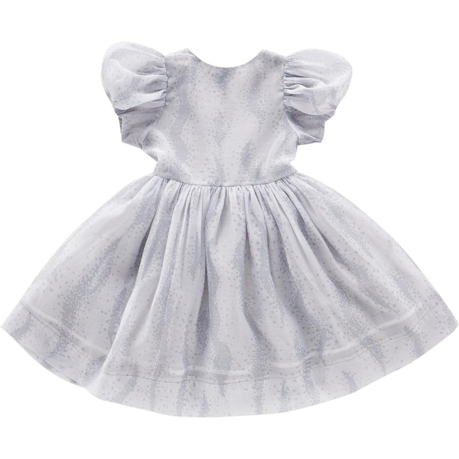 Fit & Flare Dress with Puff Sleeves - Grey - Dresses