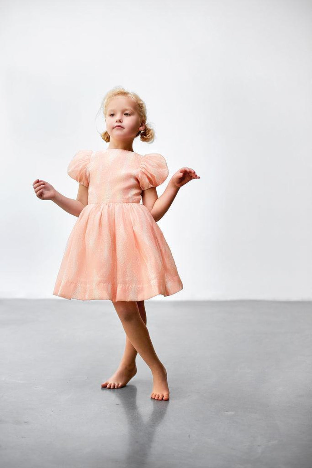 Fit & Flare Dress with Puff Sleeves - Pink - Dresses
