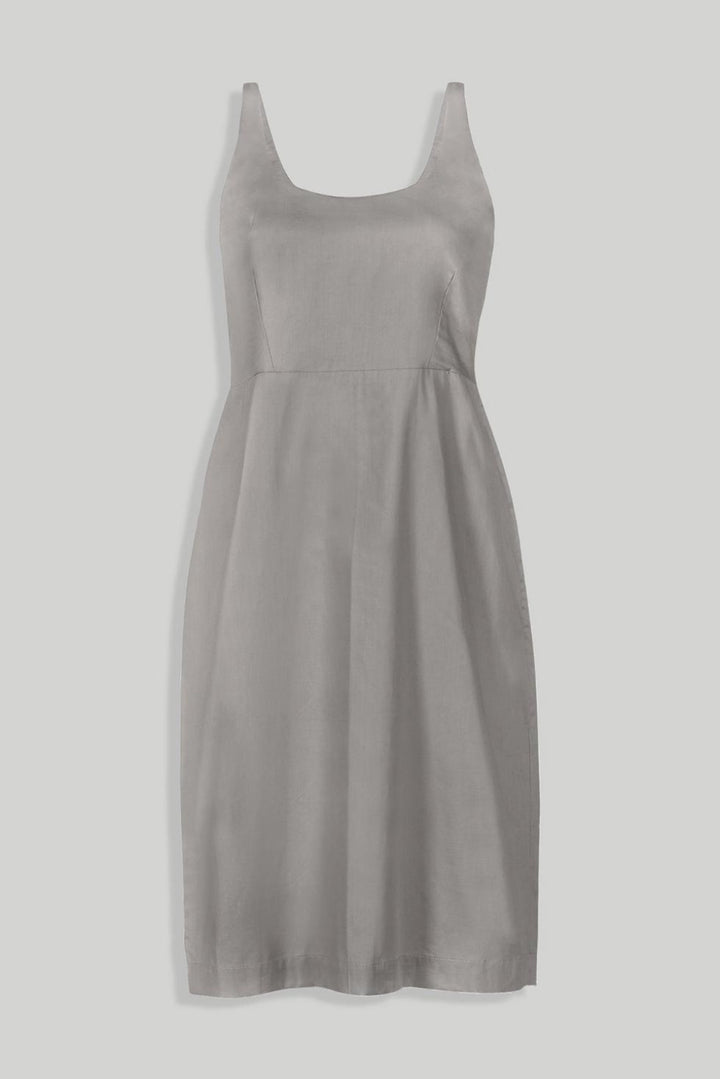 Fitted Knee Length Dress - Poplin Ecru - Dresses