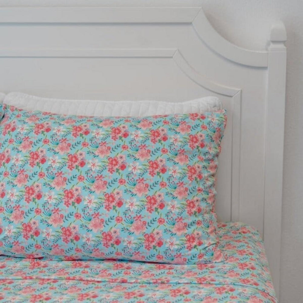 Fitted Sheet Twin - Aqua Floral - OS - Sheets