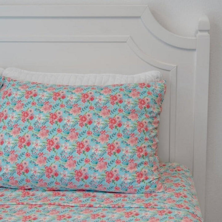 Fitted Sheet Twin - Aqua Floral - OS - Sheets