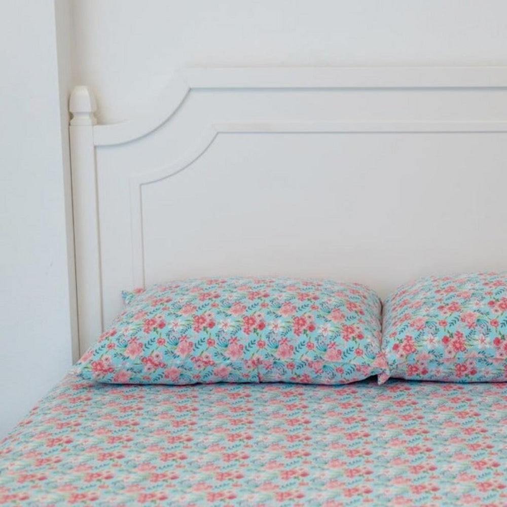 Fitted Sheet Twin - Aqua Floral - OS - Sheets