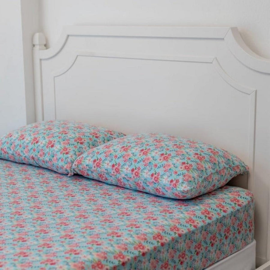 Fitted Sheet Twin - Aqua Floral - OS - Sheets
