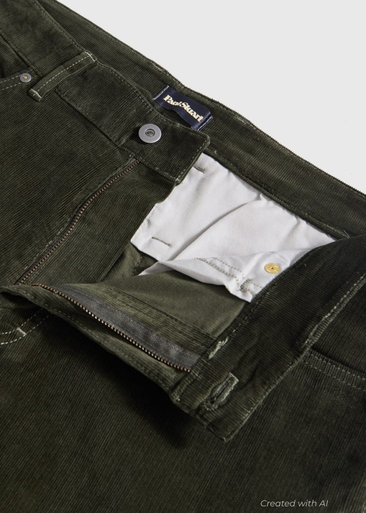 Five Pocket Corduroy Trouser - Olive - Pants