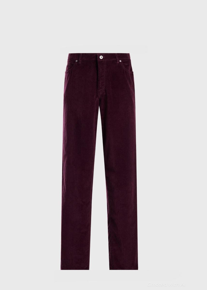 Five Pocket Corduroy Trouser - Wine - Pants