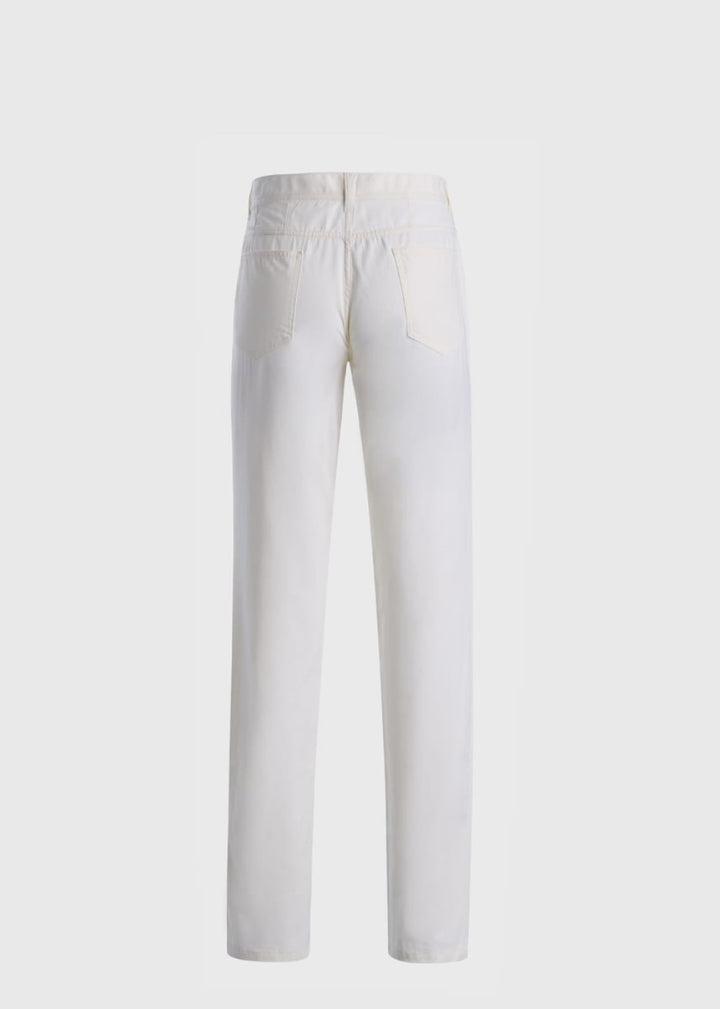 Five-Pocket Dress Trouser - White - Pants