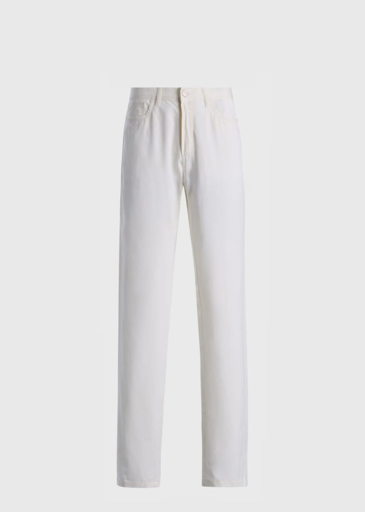 Five-Pocket Dress Trouser - White - Pants