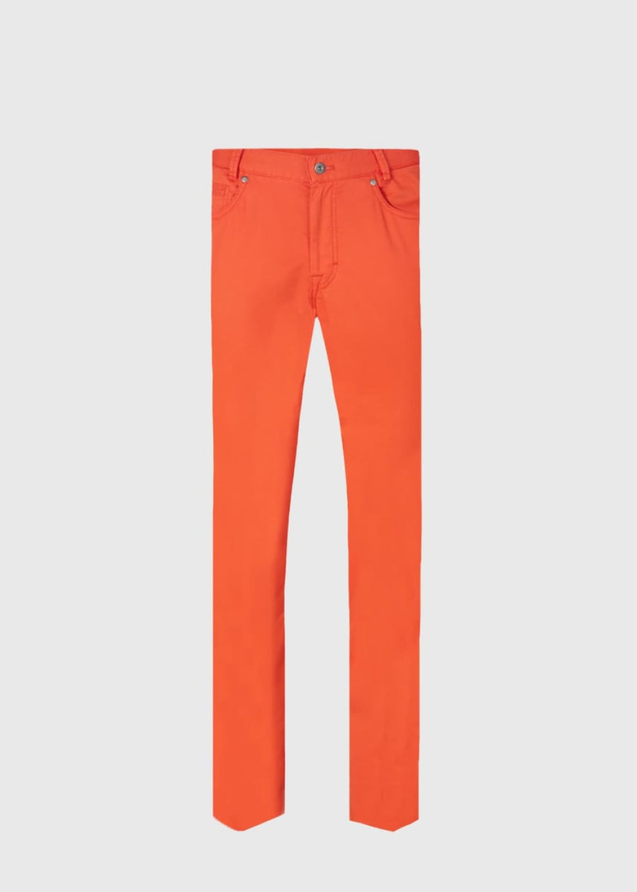 Five Pocket Satin Finish Cotton Pant - bright red - 38 - Pants