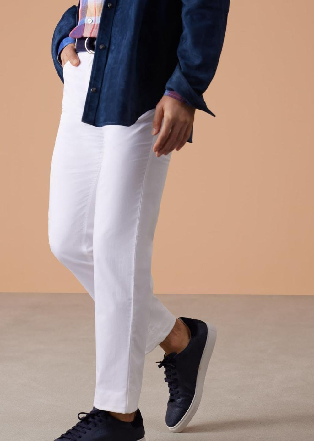 Five Pocket Satin Finish Cotton Pant - Cream - 42 (Long) - Pants