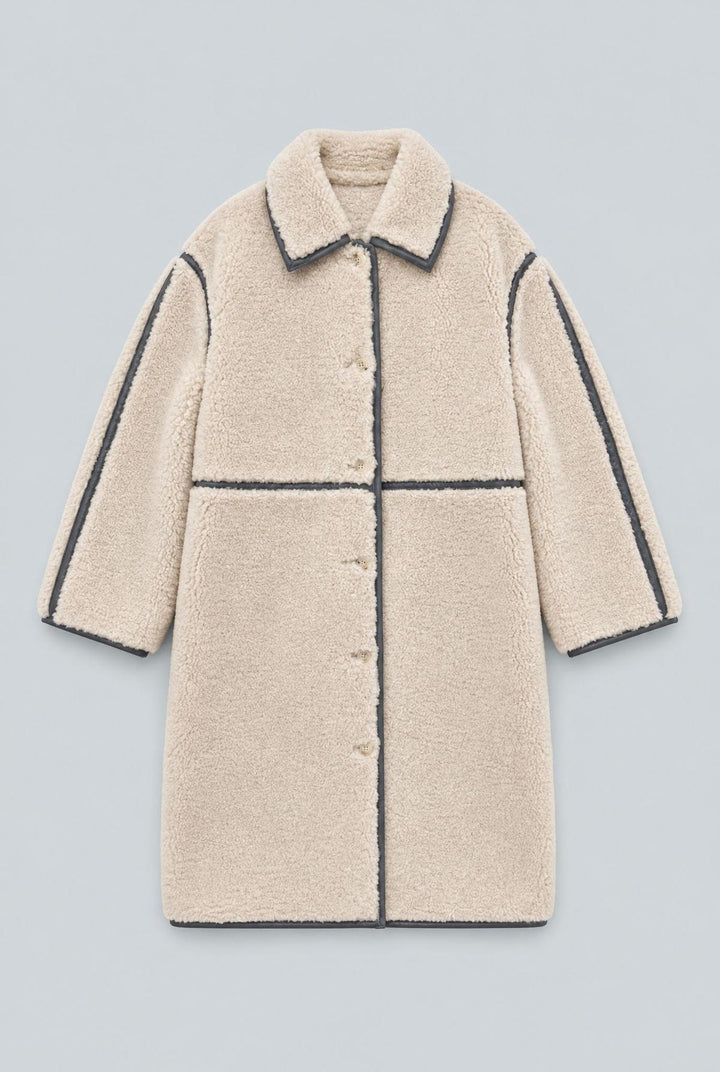 Reversible Faux Shearling Coat - Gray Combo