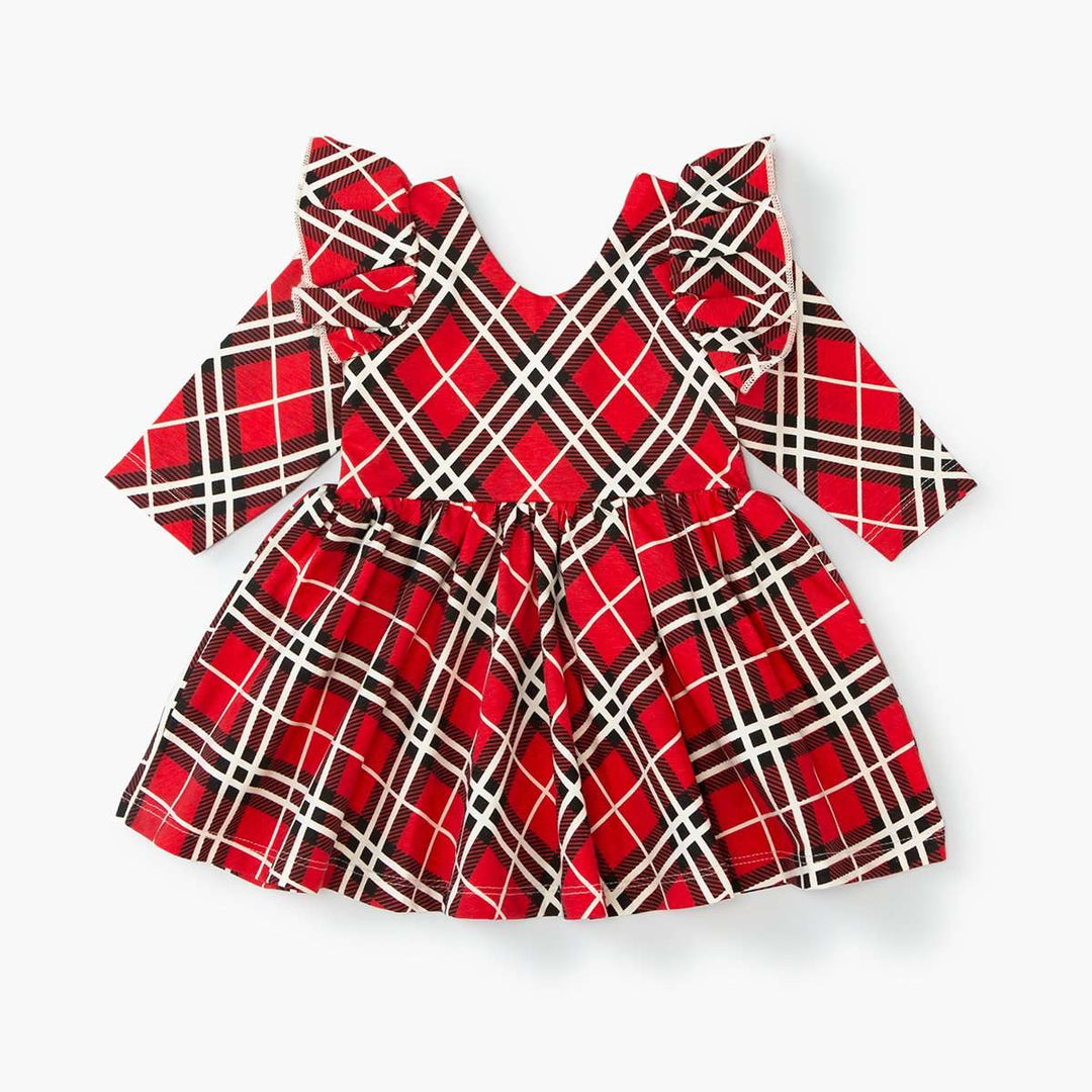 Double Ruffle Let's Dance Dress - Classic Red Plaid