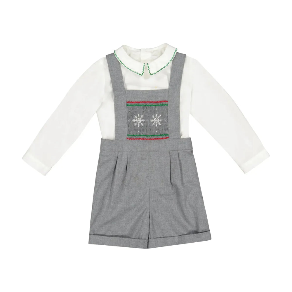 Flannel Boy Dungaree & Shirt - George Grey - 4T - Dungarees