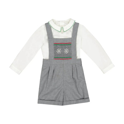 Flannel Boy Dungaree & Shirt - George Grey - 4T - Dungarees