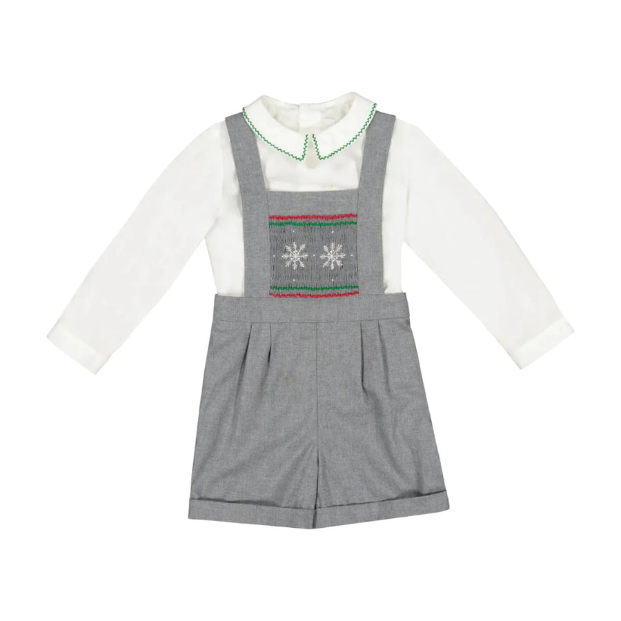 Flannel Boy Dungaree & Shirt - George Grey - 4T - Dungarees