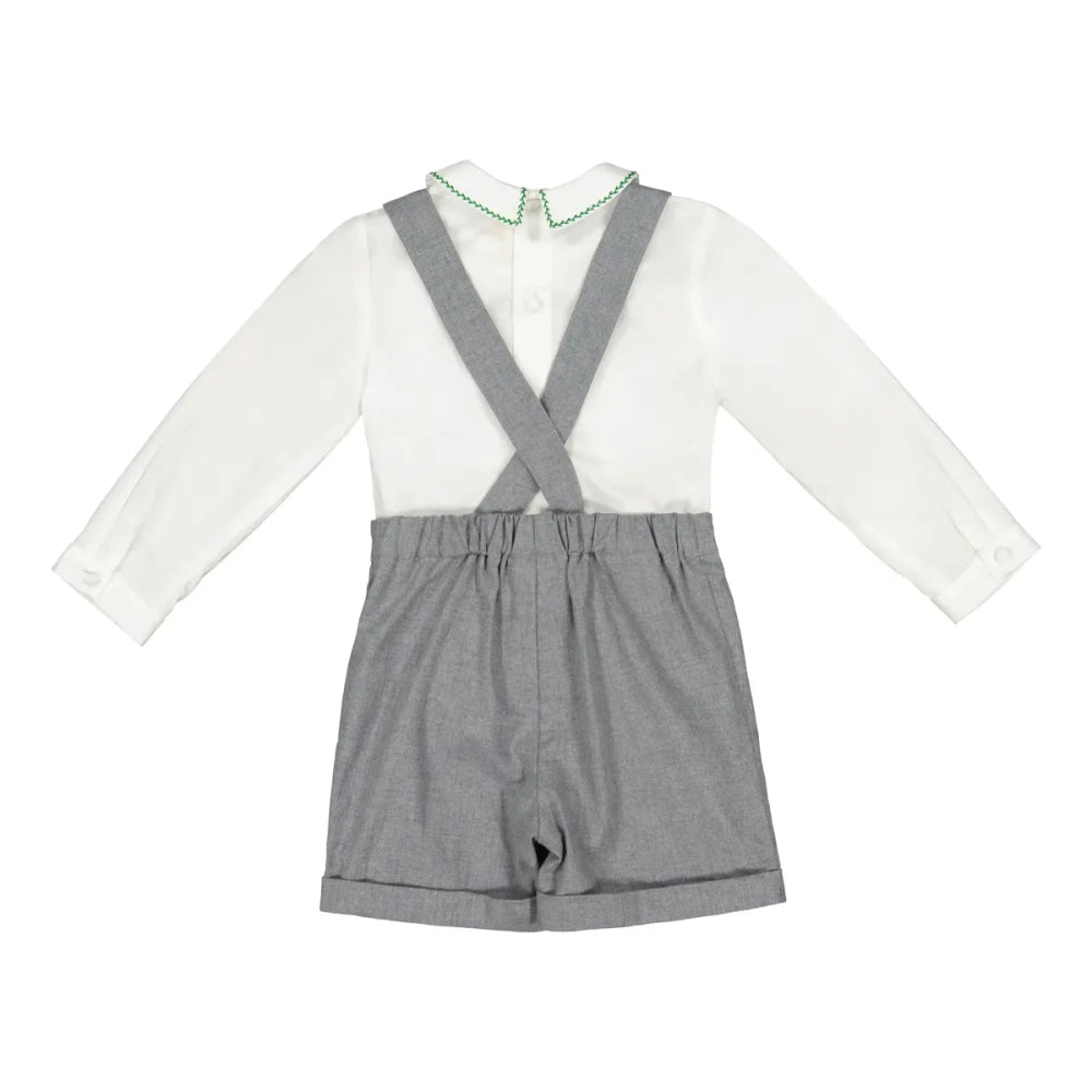 Flannel Boy Dungaree & Shirt - George Grey - 4T - Dungarees