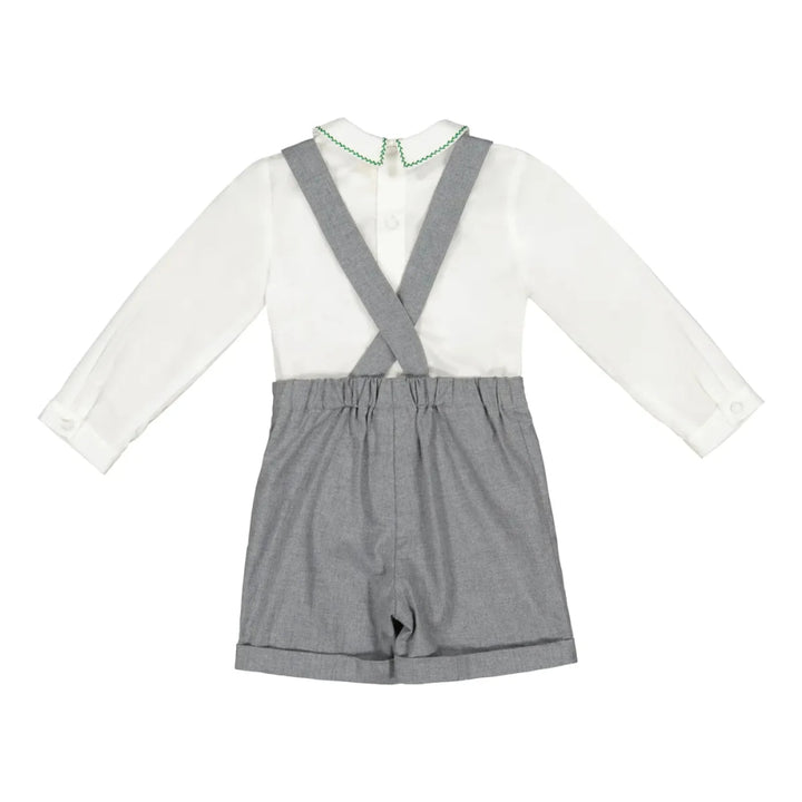 Flannel Boy Dungaree & Shirt - George Grey - 4T - Dungarees