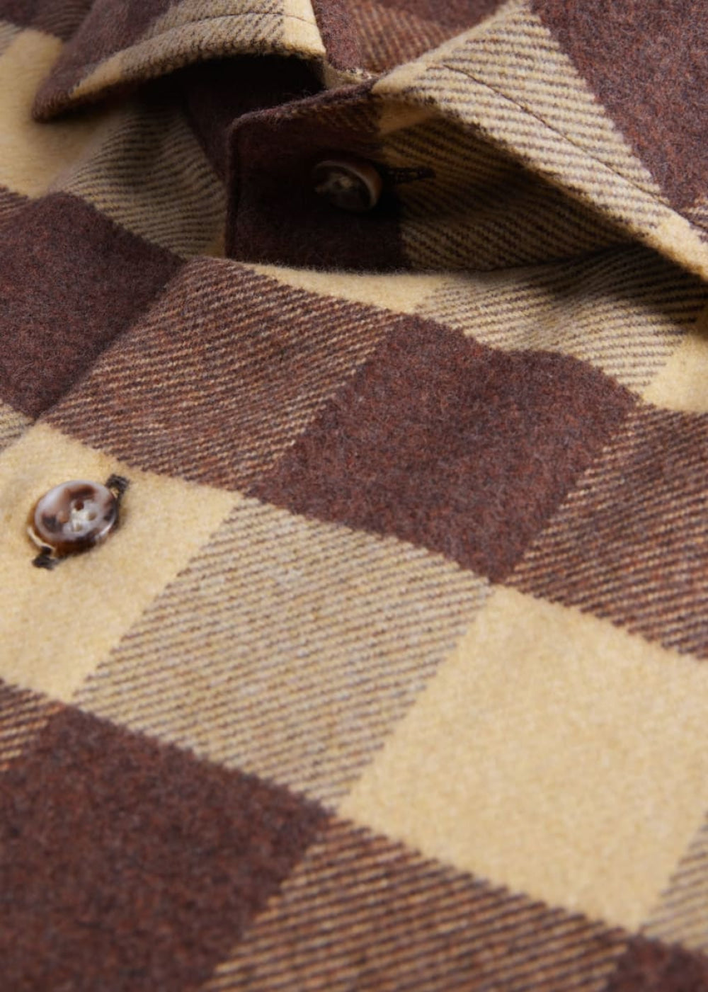 Flannel Buffalo Check Sport Shirt - Mustard - Collared Shirt