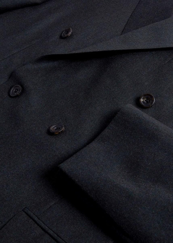 Flannel Double Breasted Suit - Olive - 46 - Suit