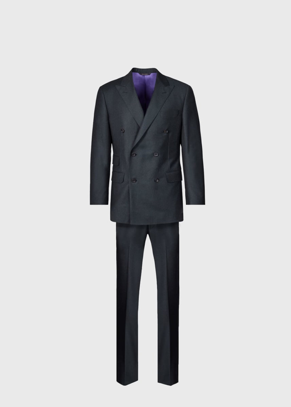 Flannel Double Breasted Suit - Olive - 46 - Suit