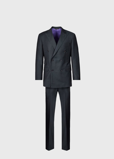 Flannel Double Breasted Suit - Olive - 46 - Suit
