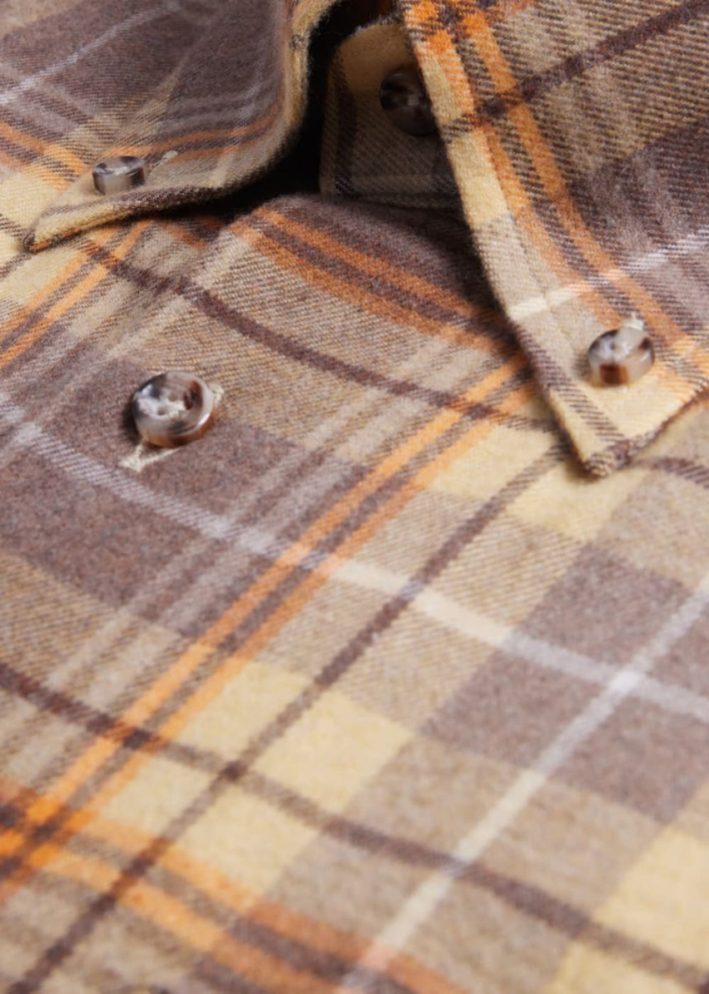 Flannel Plaid Sport Shirt - Brown/Yellow - XL (44) - Collared Shirt