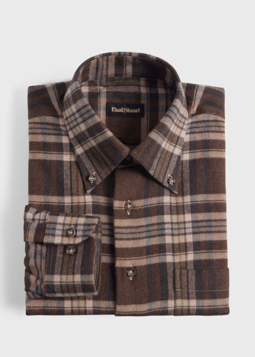 Flannel Plaid Sport Shirt - Dark Brown - Collared Shirt