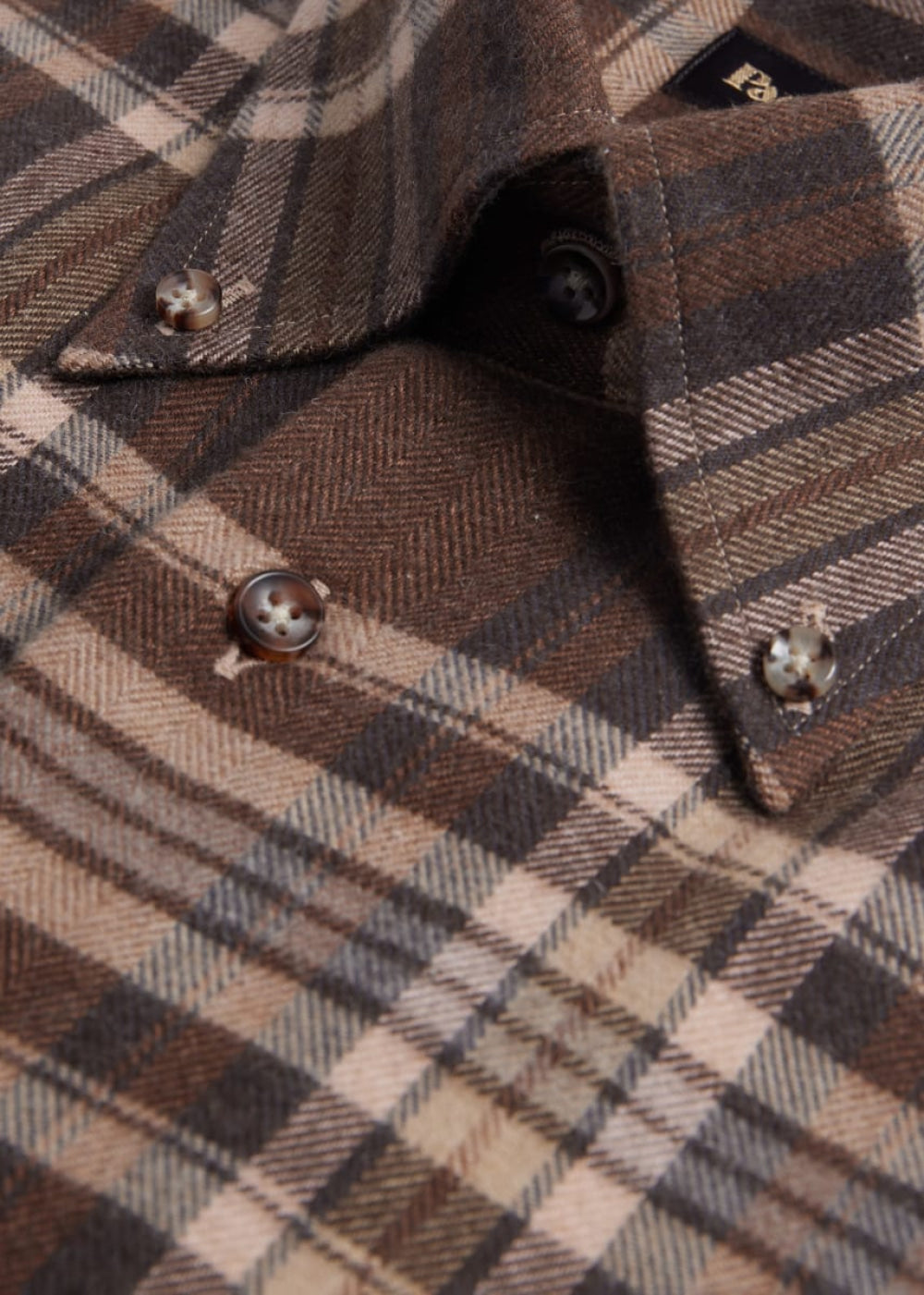 Flannel Plaid Sport Shirt - Dark Brown - Collared Shirt