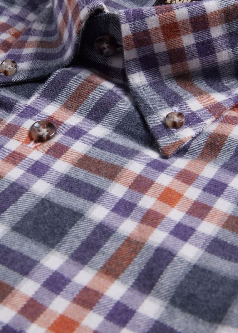 Flannel Plaid Sport Shirt - Orange/Purple - XL (44) - Collared Shirt
