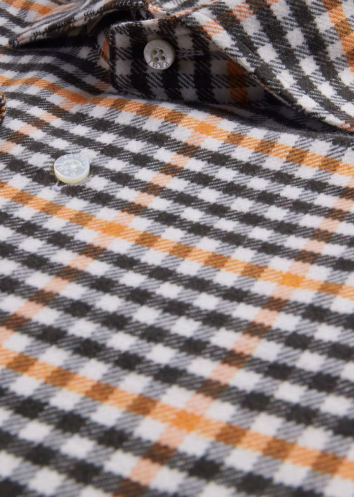 Flannel Small Plaid Sport Shirt - Olive - Collared Shirt
