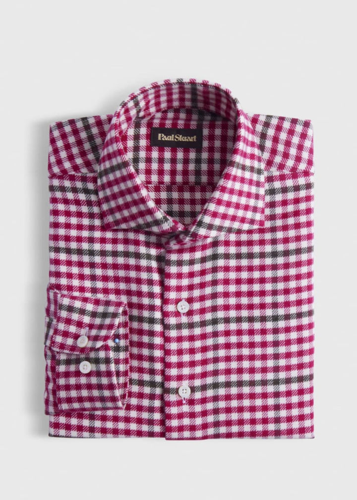 Flannel Small Plaid Sport Shirt - Pink - Collared Shirt