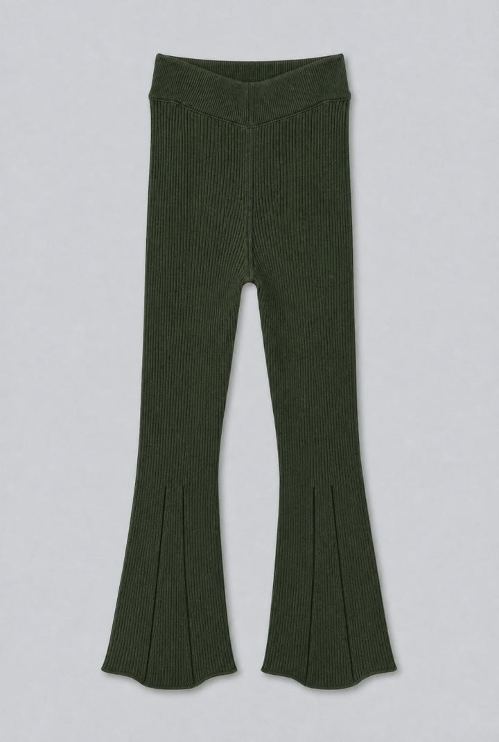 Flare Sweater Pants - Olive - Pants
