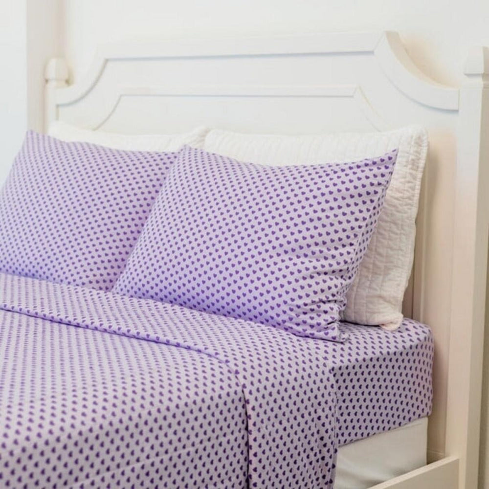 Flat Sheet Twin - Purple Hearts - OS - Blanket