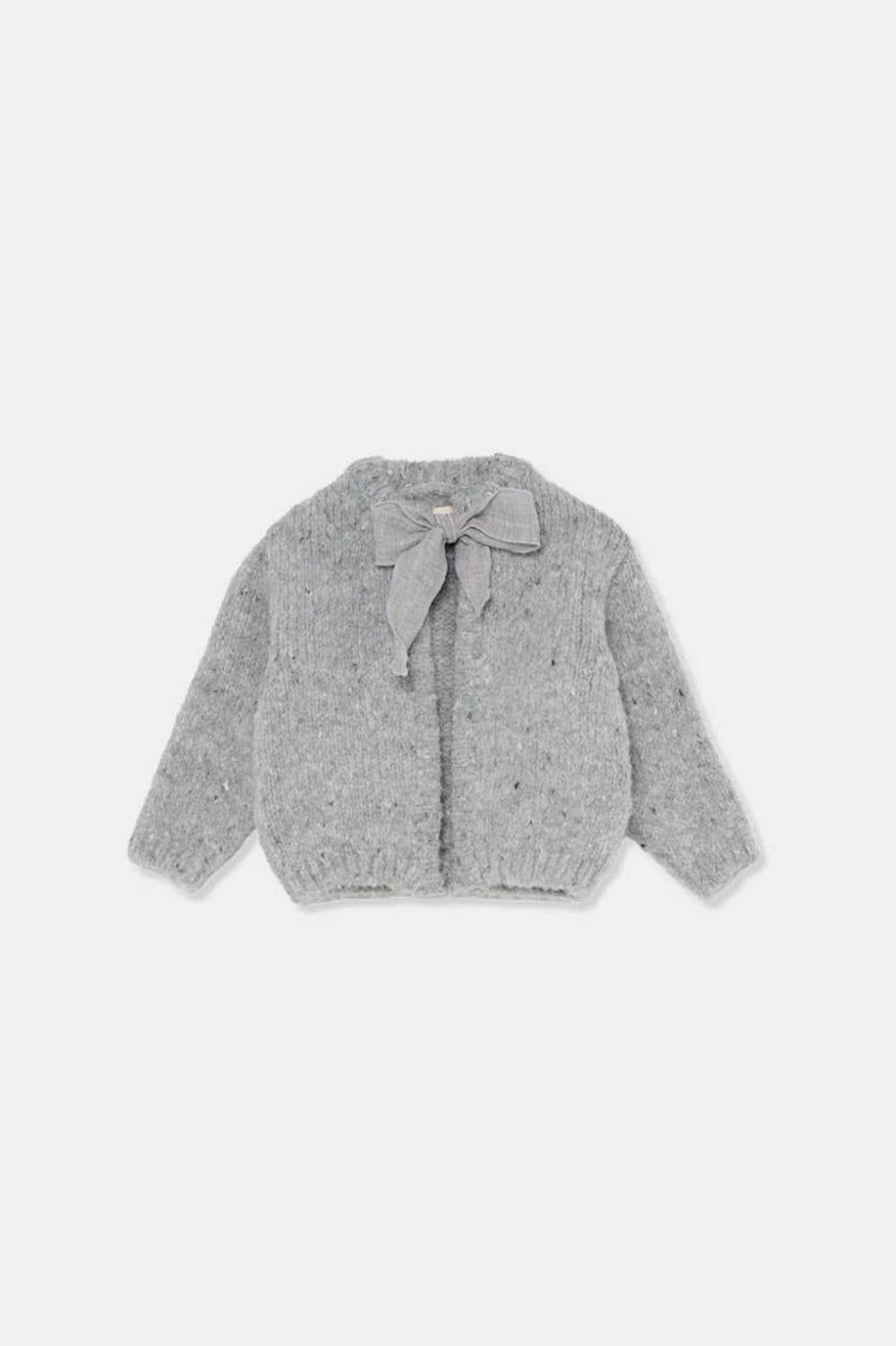 Flecked tricot baby cardigan - Grey - Cardigan