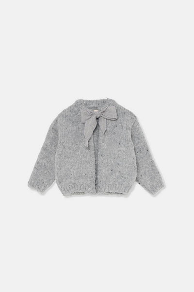 Flecked tricot baby cardigan - Grey - Cardigan