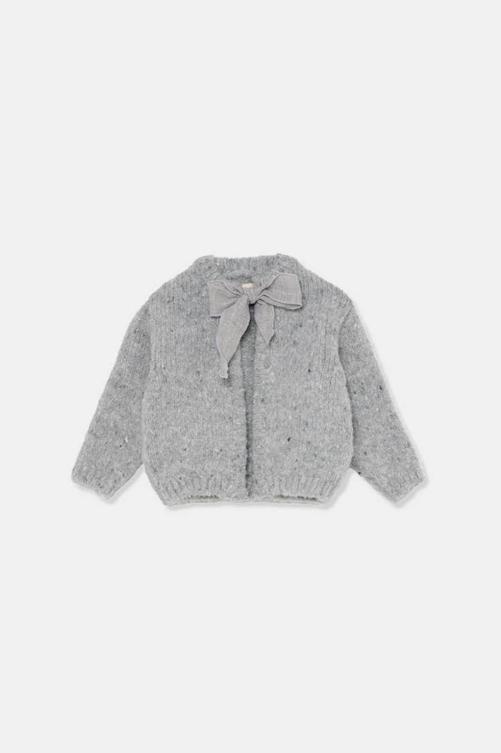 Flecked tricot baby cardigan - Grey - Cardigan