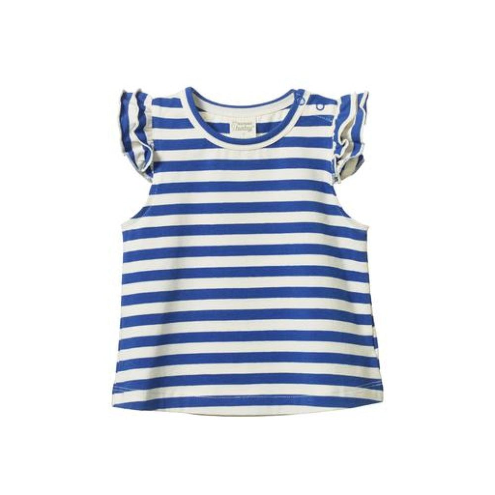 Fleur Tee - Isle Blue Sea Stripe - 6-12m - T-shirt