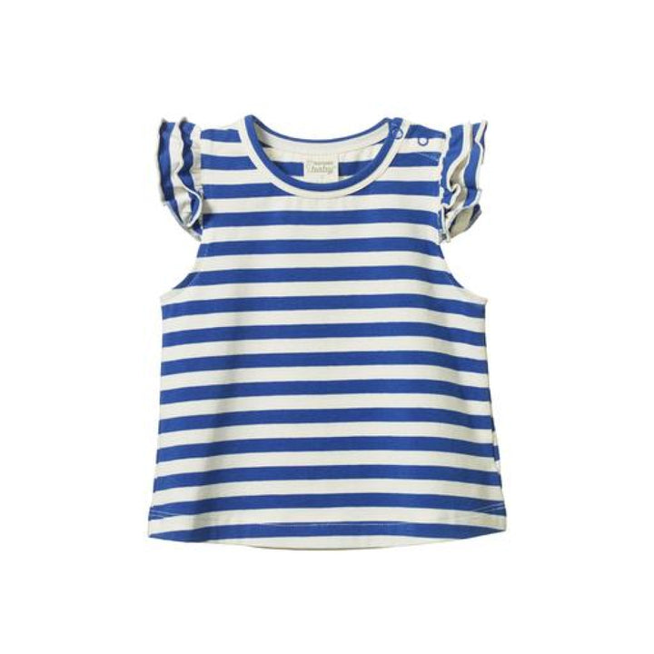Fleur Tee - Isle Blue Sea Stripe - 6-12m - T-shirt